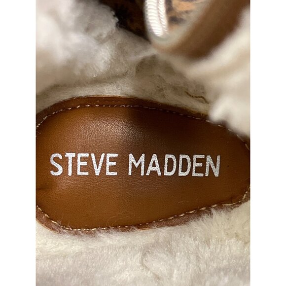 Steve Madden Oakley Girl's Ankle Boot Leopard Faux Suede Brown Size 3 NEW - Picture 8 of 9